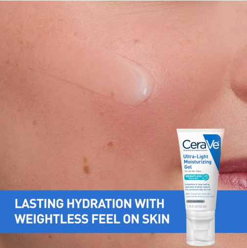 CeraVe Gel Hidratante Facial Ultraligero | Ceramidas + Niacinamida + Ácido Hialurónico