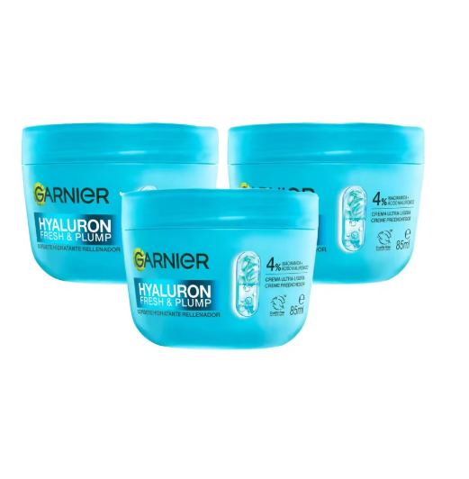 Garnier Hyaluron Fresh & Plump | Sorbete Hidratante Rellenador 3x85ml