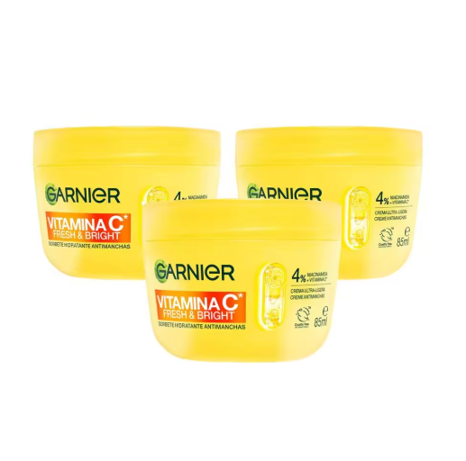 Garnier Vitamina C Fresh & Bright | Sorbete Hidratante Antimanchas 3x85ml