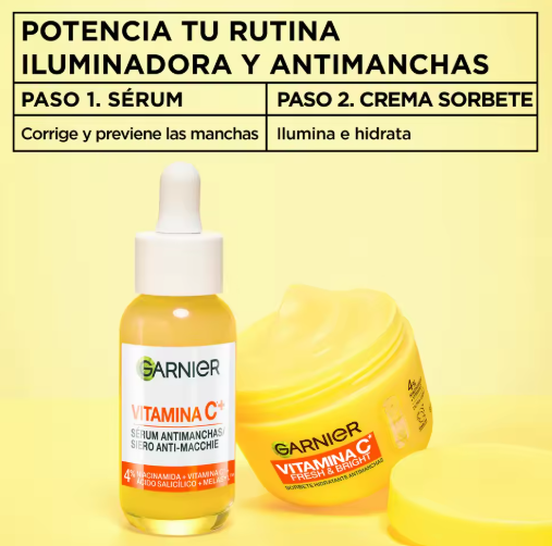 Garnier Vitamina C Fresh & Bright | Sorbete Hidratante Antimanchas 3x85ml