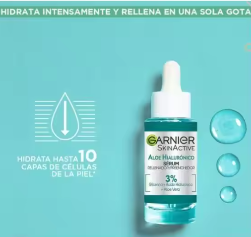 Garnier SkinActive Sérum Hidratante — Aloe Vera & Ácido Hialurónico 3%