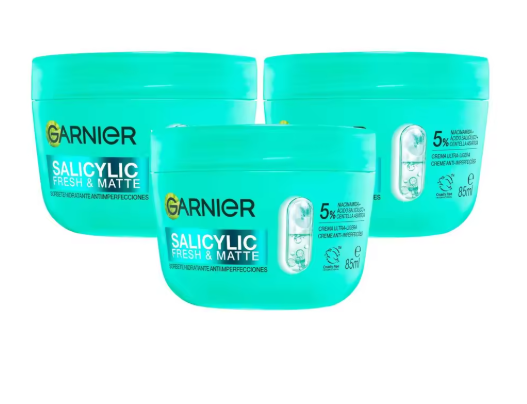 Garnier Pure Active Salicylic | Sorbete Hidratante Anti-imperfecciones — Pack 3x85ml