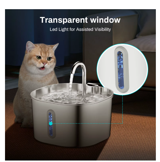ZYFeeder Fuente de agua para gatos y perros pequeños — 2,2 L con sensor